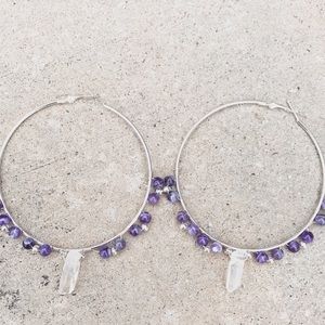 Amethyst Quartz Hoop Earrings